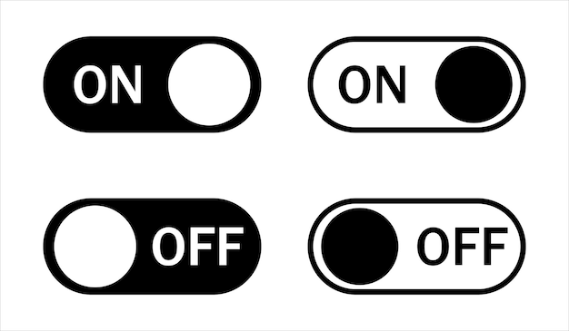 On and off icon Switch toggle button on off Power toggle vector button for web and app Vector icon