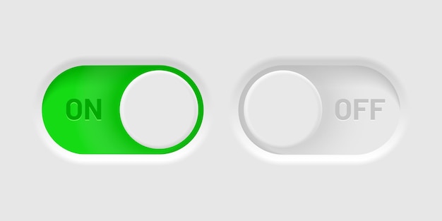 On off toggle switch buttons or icons open and close active and inactive ui ux buttons for app