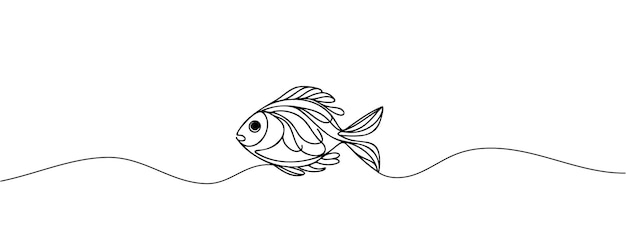 One continuous line drawing of a fish Vector illustration
