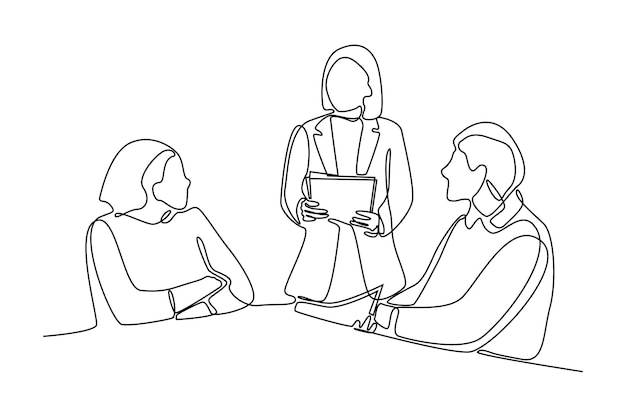 one continuous line drawing of meeting with old colleagues during a meeting frienship meet up gathering simple line