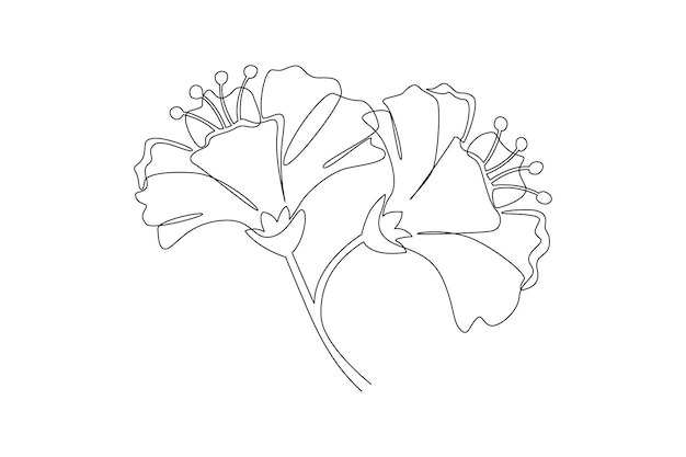 one continuous line drawing of multicolored blooming flowers concept doodle vector illustration in simple linear style