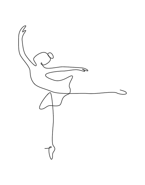one continuous line drawing woman beauty ballet dancer in elegance motion ballerina vector