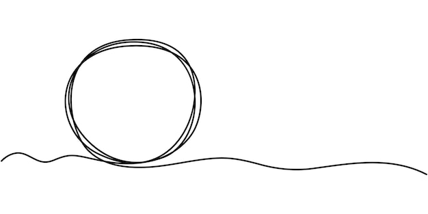 One continuous line illustration of a round frame isolated on white background Line art of round