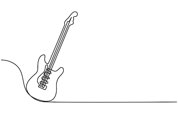 one continuous single line of classic guitar isolated on white background continuous line drawing