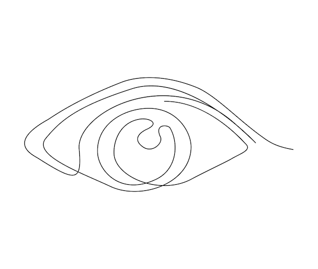 One eye in continuous one line drawing Minimalist eye wih retina outline design Editable active stroke vector