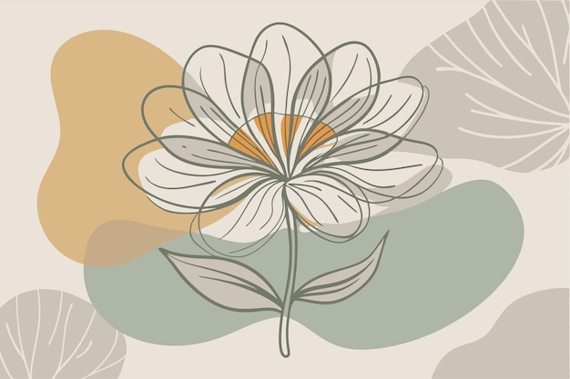 One line art of the Flower drawing Abstract minimal continuous line art wall decor