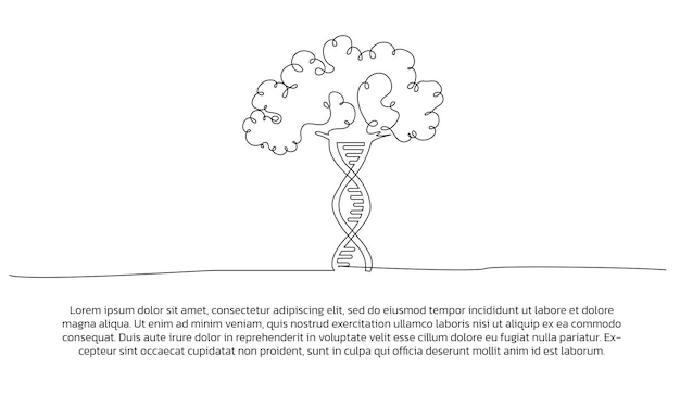 one line dna helix tree poster drawing with frame abstract minimal continuous line wall decor