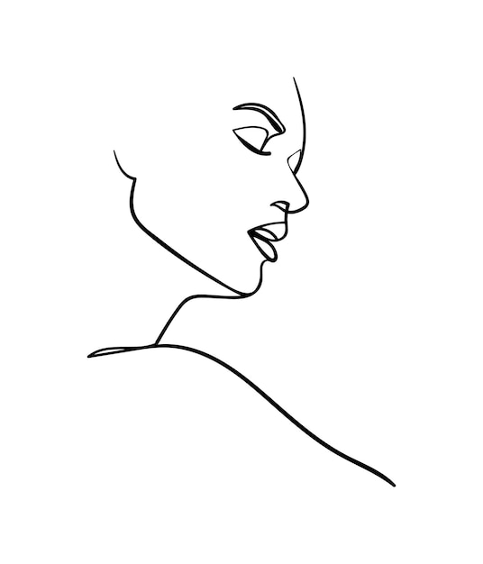 One line drawing face. Abstract woman portrait. - Vector illustration