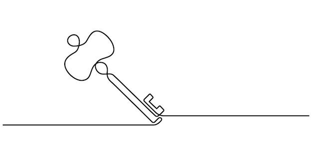 One line drawing of big key isolated on white background continuous one line drawing of keys