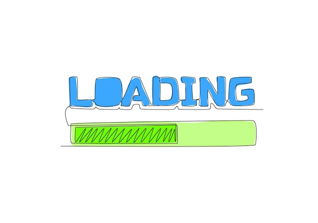 one line drawing of cute and cool typography icon sign loading data calligraphic design for print