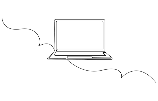 One line drawing of laptop gadget continuous single line drawing of laptop computer