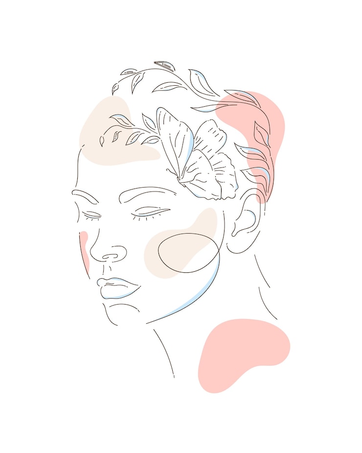 Vektori one lined art woman illustration, lined woman, illustration, clipart