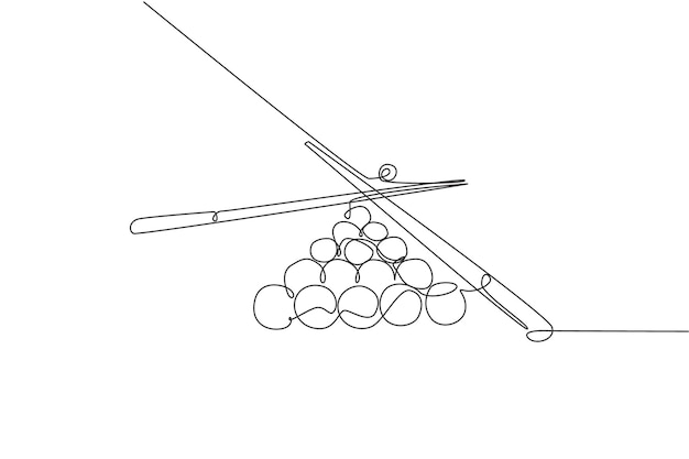 One single line drawing of young handsome man playing pool billiards at billiard room vector design