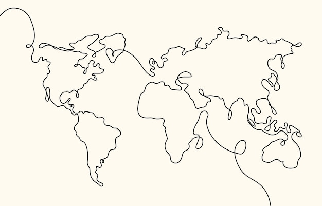 one stroke art world map