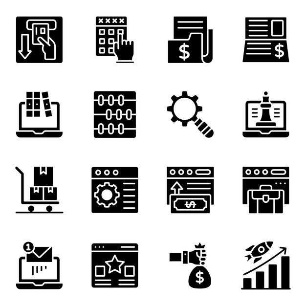 Online Business and Analytics Solid Icons