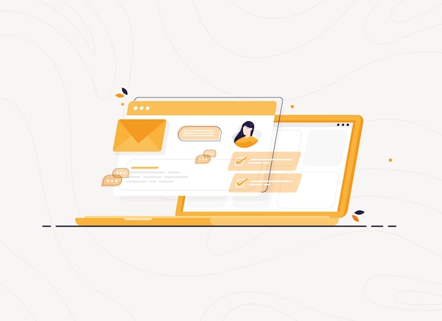Online correspondence in social networks via computer laptop