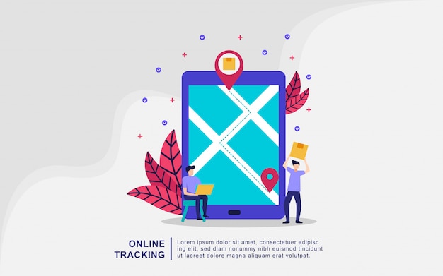 Online delivery service concept, online order tracking, shipment and delivery, Online Cargo Tracking Delivery, Suitable for web landing page, ui, mobile app template. Vector Illustration