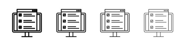 online exam test icon Outline sign symbol set