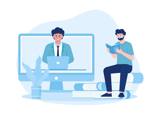 online learning services trending concept flat illustration