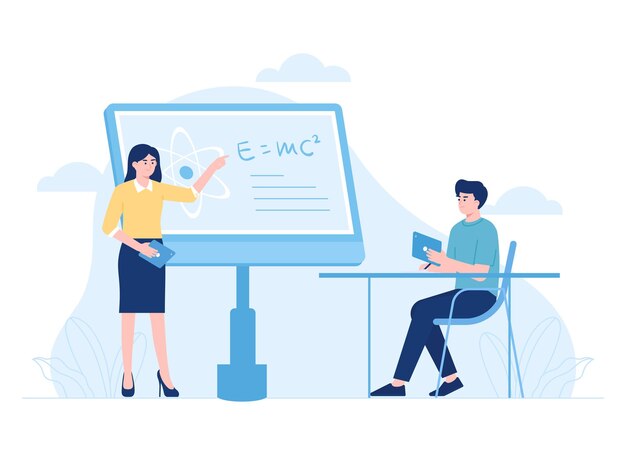 Online mathematics tutoring trending concept flat illustration