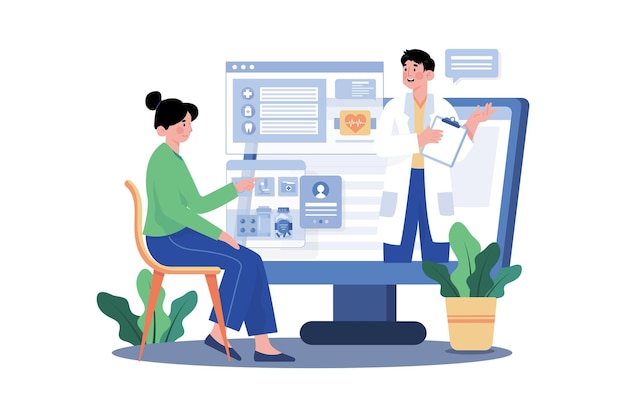 Online Medical Consultation Illustration concept on white background