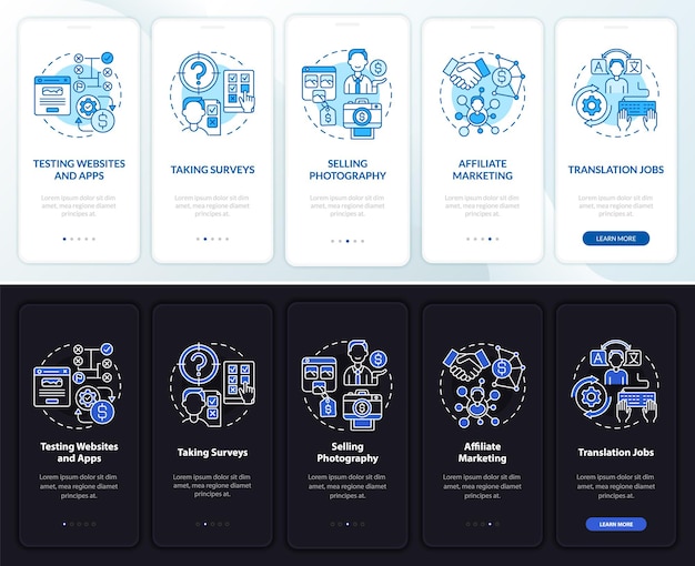Online profitmaking onboarding mobile app page screen