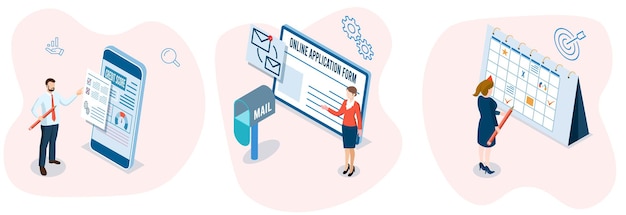 Online Registration man and woman fill out a form application choice survey on the website interview, job, document, Checklist and Tick on application form online by corporate requirement Sign in page