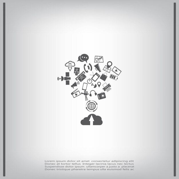 Online shopping cloud downloading Vector illustration on a gray background Eps 10