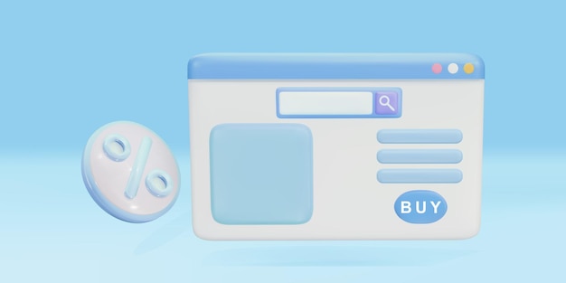Online shopping on web page concept with discount percentage website design