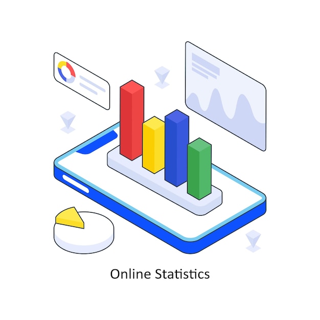 online statistics isometric colored illustration eps file stock illustration
