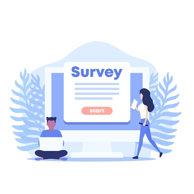 Online survey vector illustration with women