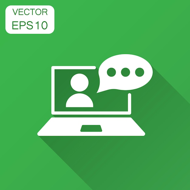 Online training process icon in flat style Webinar seminar vector illustration with long shadow Elearning business concept