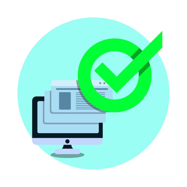 online verified flat icon computer right mark tick mark design template