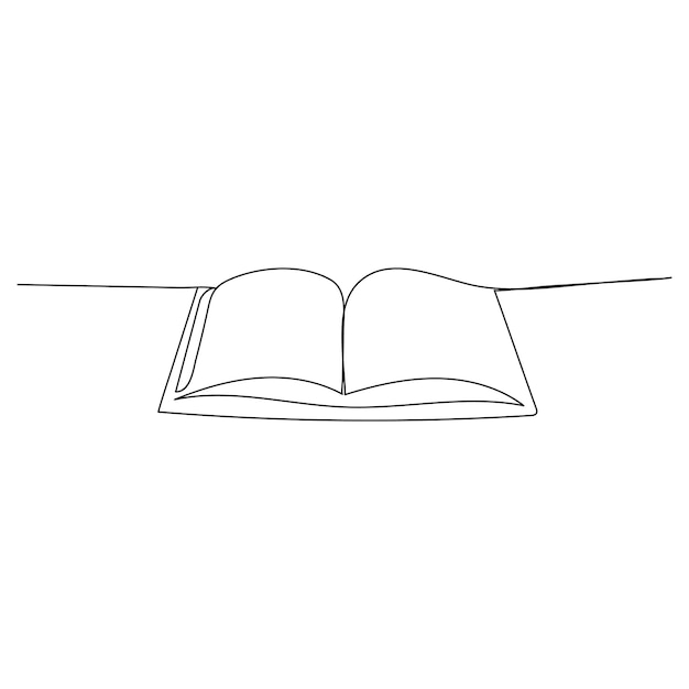 Open book continuous one line drawing outline vector illustration