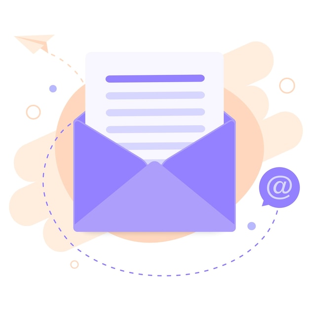 Open envelope with a document New letter Email marketing Mail flat icon Vector illustration