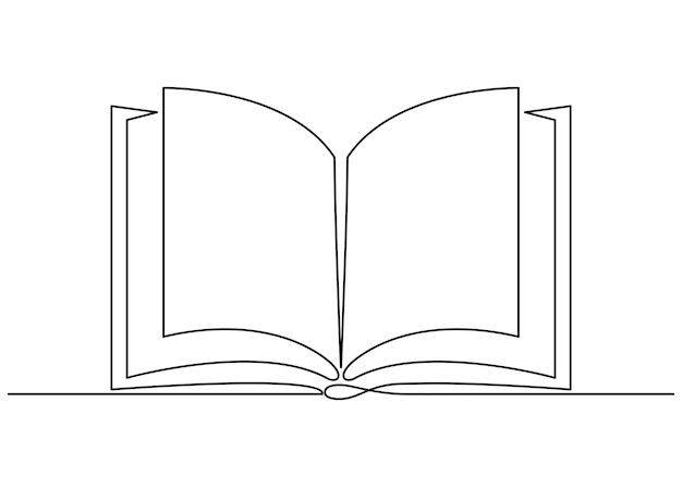 opened book. one line drawing, continuous line art, simple minimalistic design. editable stroke.