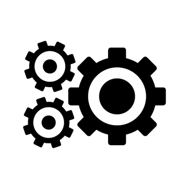 Operation configuration gear icon Black vector graphics