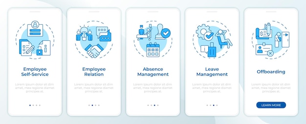 Operational HR blue onboarding mobile app screen