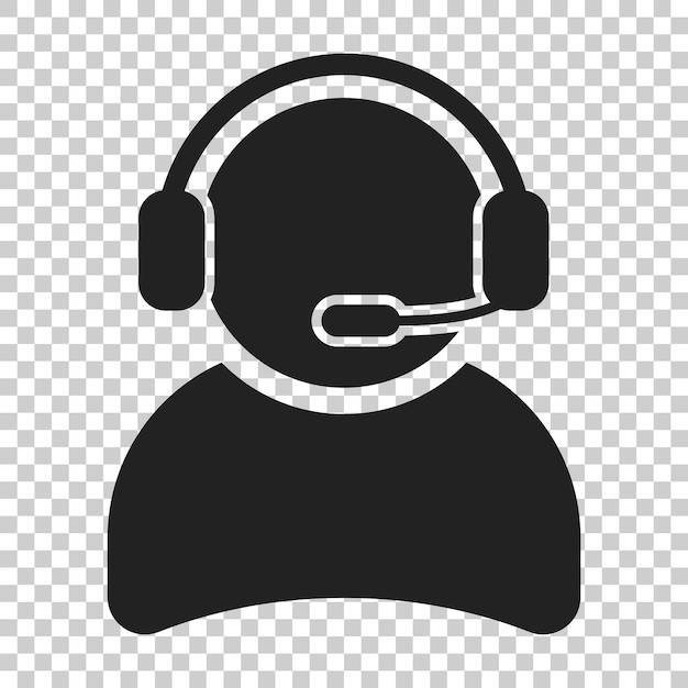 Operator with microphone vector icon Operator in call center illustration