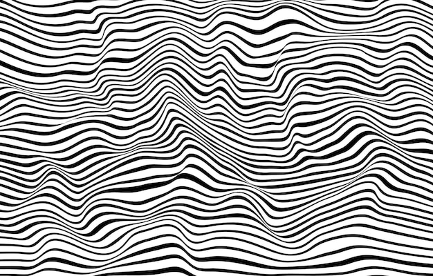 Optical illusion with striped and wrapped background Wave oblique smooth lines optical effect