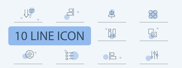 Options well icon set Settings menu functions selection options alternative equipment items configuration 10 line icon style Vector line icon for business and advertising