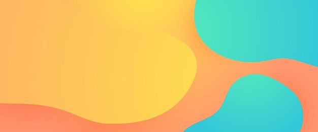 Orange and green vector abstract simple banner with wave and liquid shapes