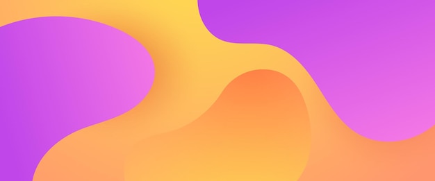 Orange and purple violet simple abstract banner with wave and liquid shape