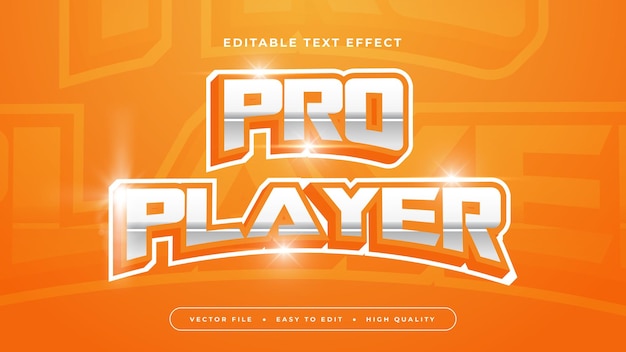 Orange and white pro player 3d editable text effect font style