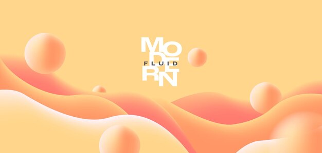 Orange and yellow waves soft 3d shapes with round drops juicy milky orange substance