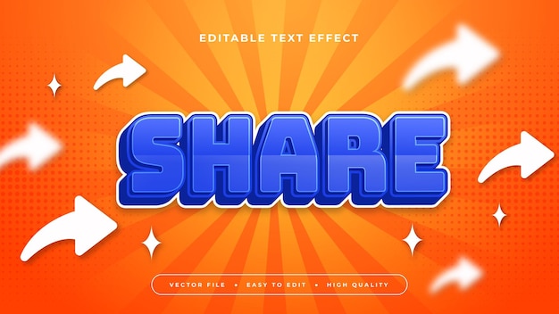 orange blue and white share 3d editable text effect font style