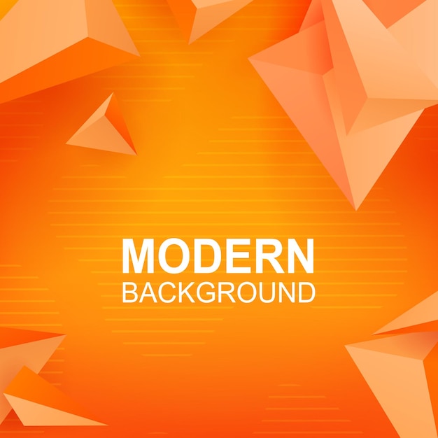Orange design with a gradient volumetric triangles with a 3D effect