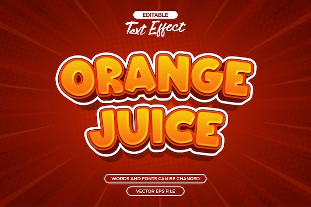 Orange juice editable text effect vector