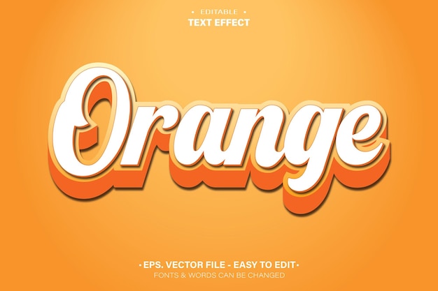 orange text effect 3d editable vector