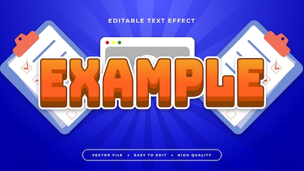 orange white and blue example 3d editable text effect font style